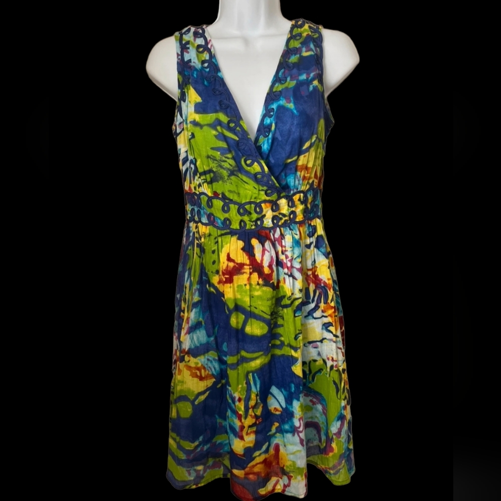 🐦- NWT‎ Studio West Apparel sz S. Multicolored Cotton Dress